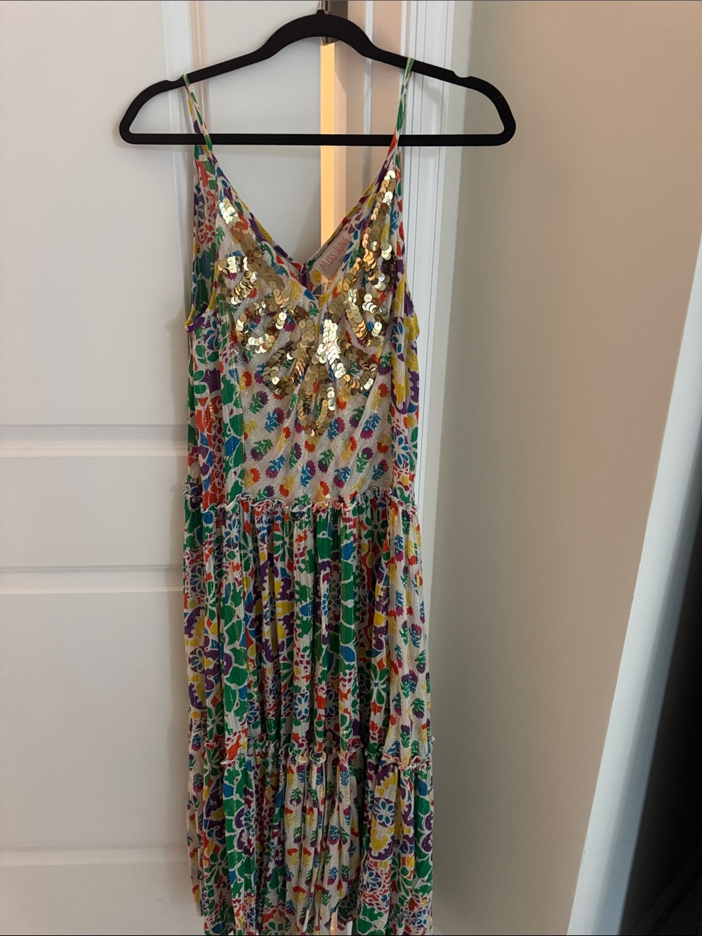 Colorful Floral Sequin V-Neck Sundress